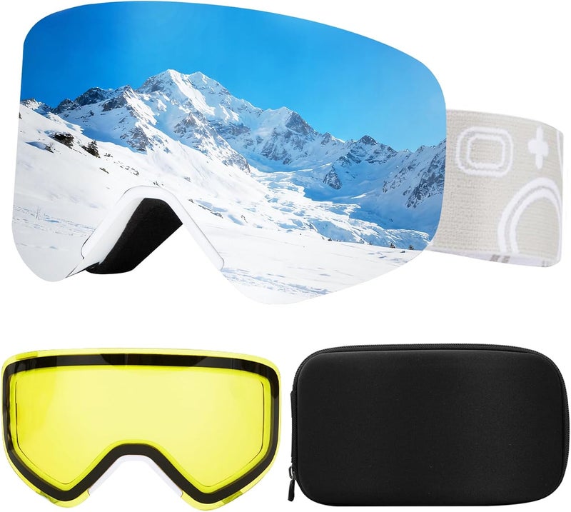 MXJ Gear Ski Goggles,OTG Snowboard Goggles Magnetic Interchangeable Lens,UV Protection Anti-fog,YH879B Snow Goggles for Men Women - Image 1